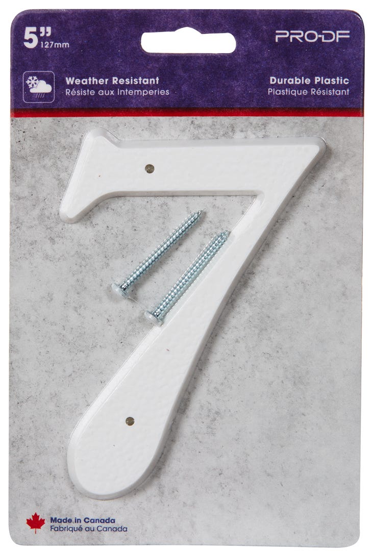 House Number #7, Plastic, 5 in., White