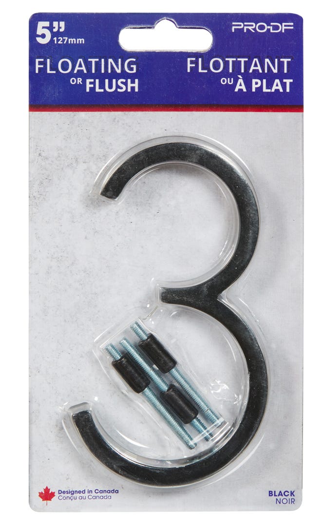 Floating House Number #3, 5 in, Black