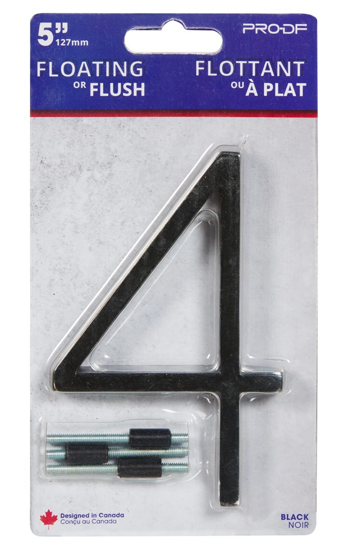 Floating House Number #4, 5 in, Black