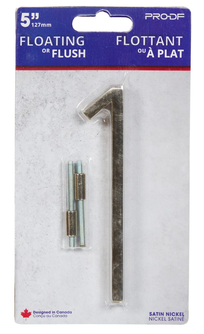 Floating House Number #1, 5 in, Satin Nickel