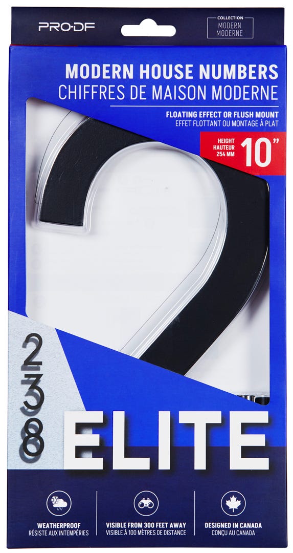 ELITE House Number #2, 10 in, Black