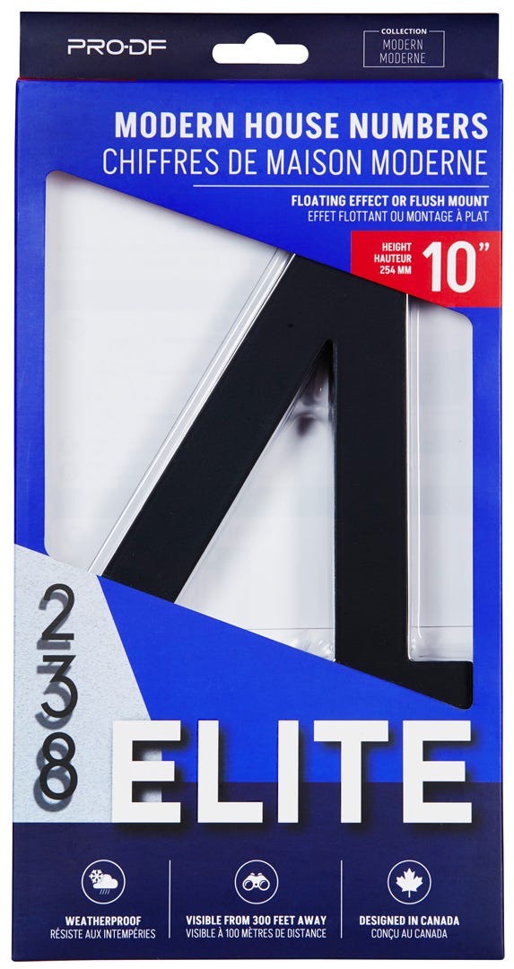 ELITE House Number #4, 10 in, Black