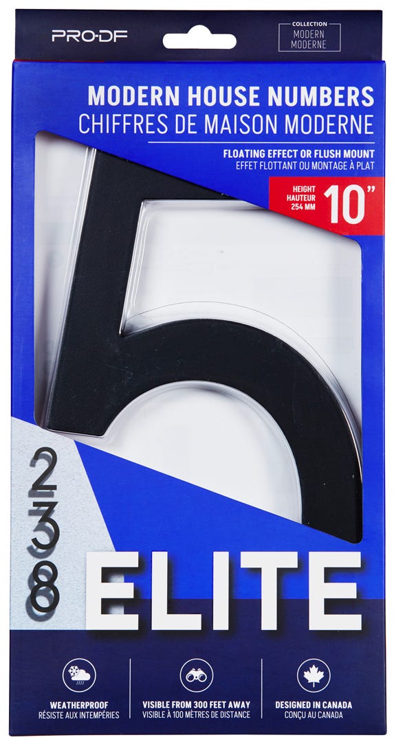 ELITE House Number #5, 10 in, Black