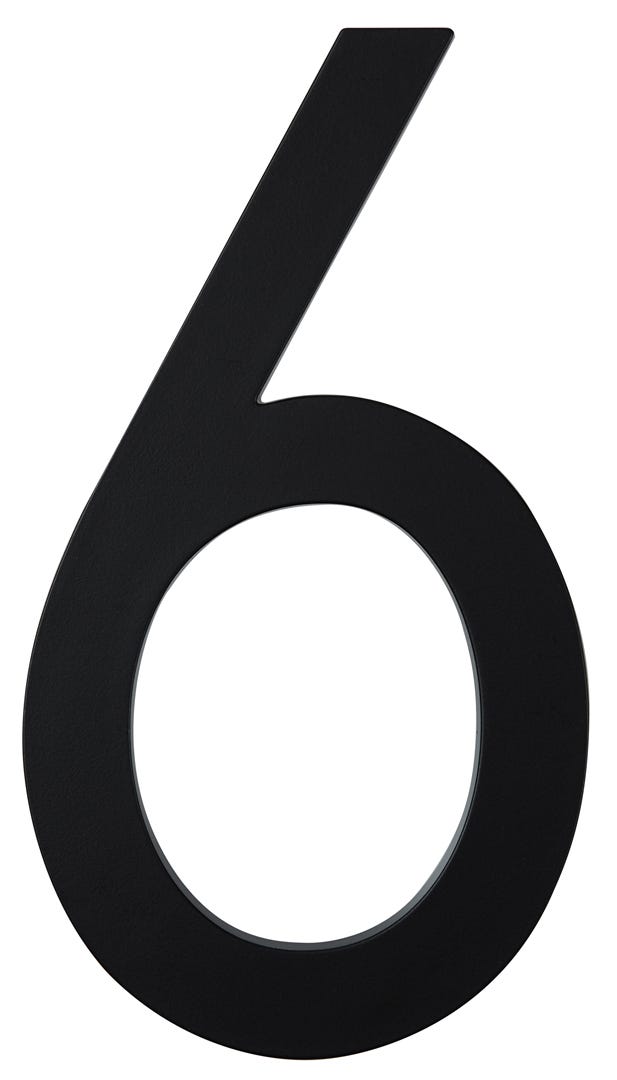 ELITE House Number #6, 10 in, Black