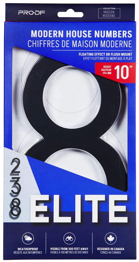 ELITE House Number #8, 10 in, Black