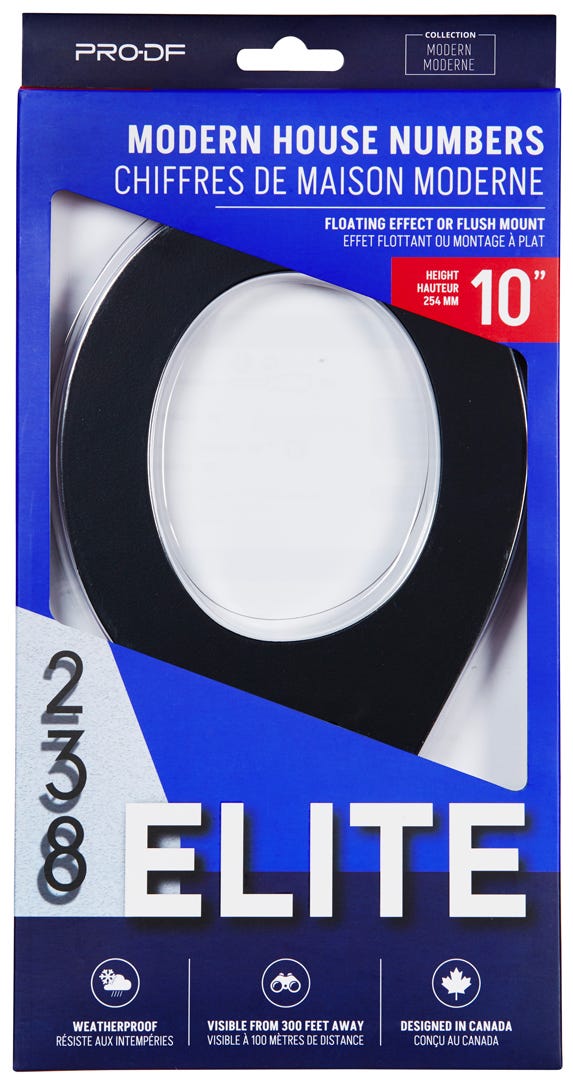 ELITE House Number #9, 10 in, Black