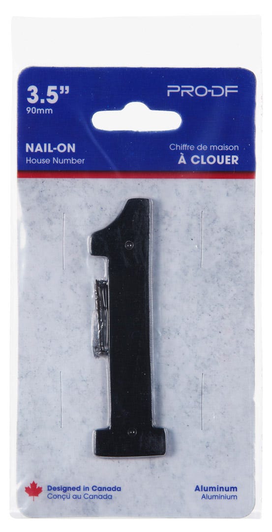 Nail-In Aluminum Number #1, 3-1/2 in, Black