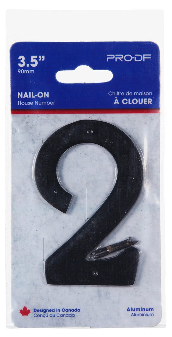 Nail-In Aluminum Number #2, 3-1/2 in, Black