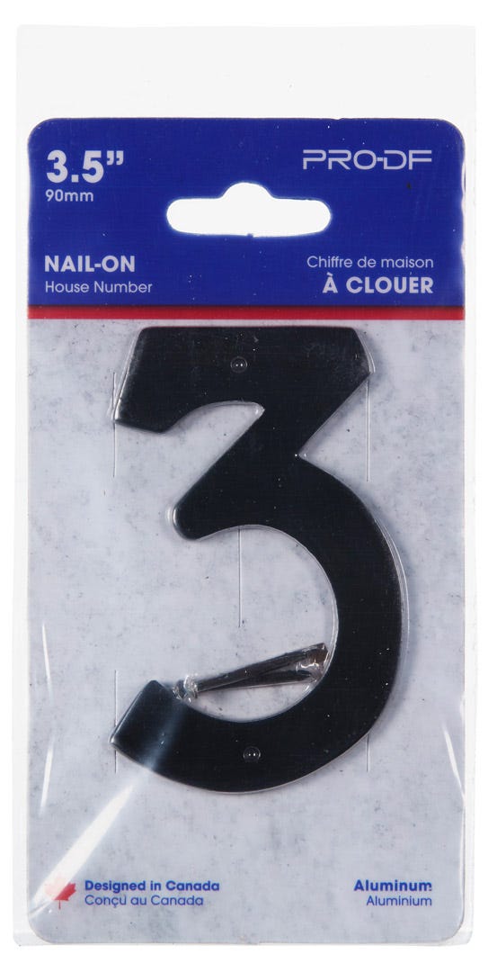 Nail-In Aluminum Number #3, 3-1/2 in, Black