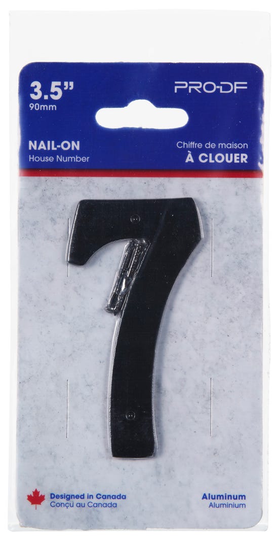 Nail-In Aluminum Number #7, 3-1/2 in, Black