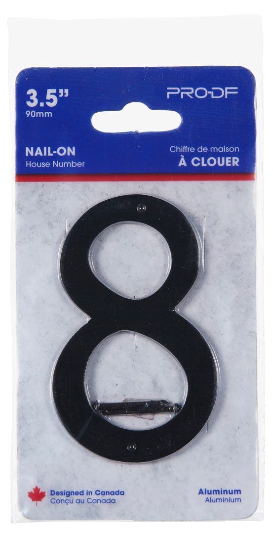 Nail-In Aluminum Number #8, 3-1/2 in, Black