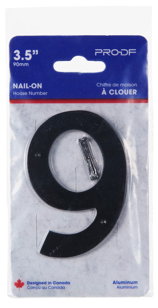 Nail-In Aluminum Number #9, 3-1/2 in, Black