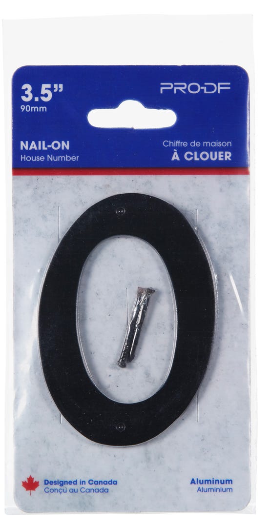 Nail-In Aluminum Number #0, 3-1/2 in, Black