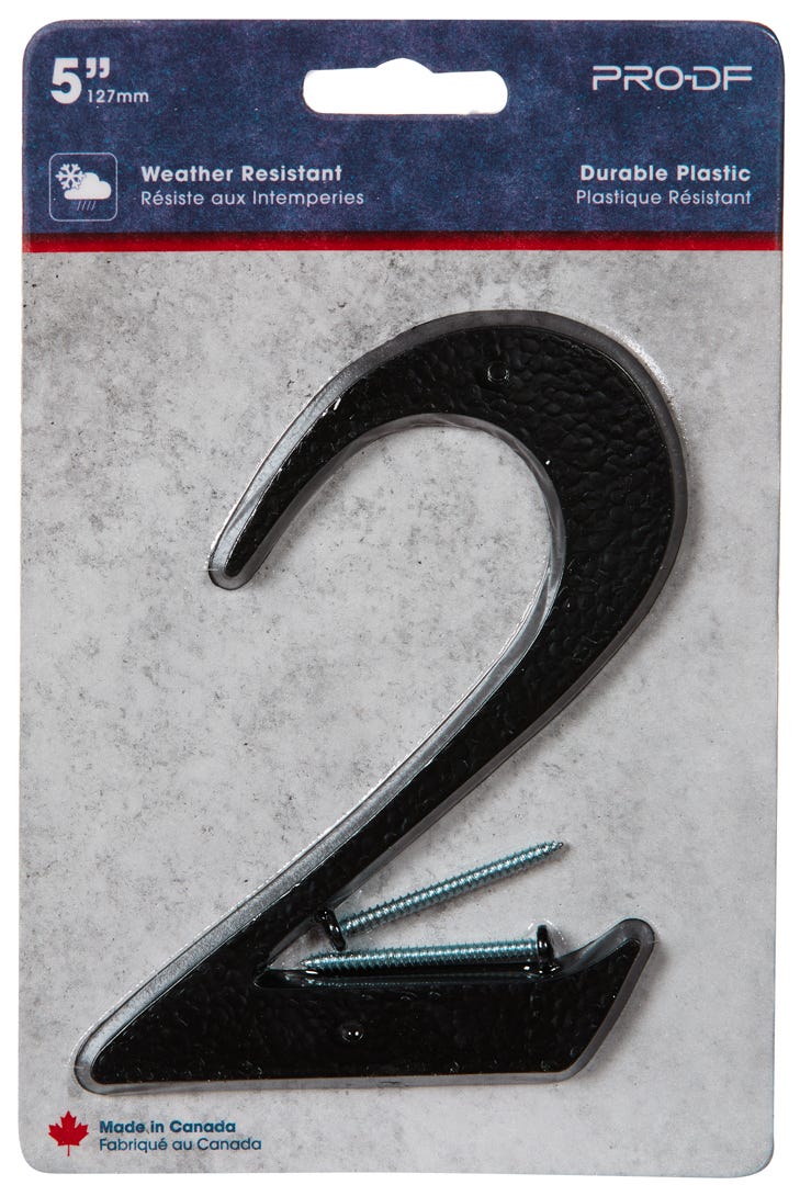 Plastic Number #2, 5 in, Black