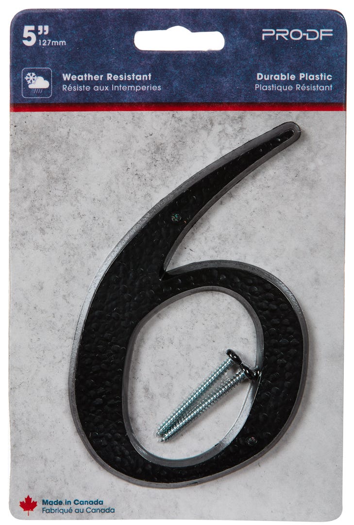 Plastic Number #6, 5 in, Black