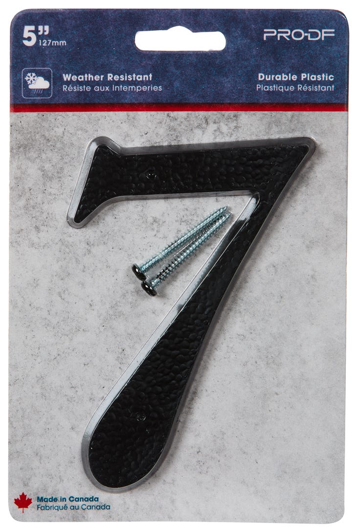 Plastic Number #7, 5 in, Black