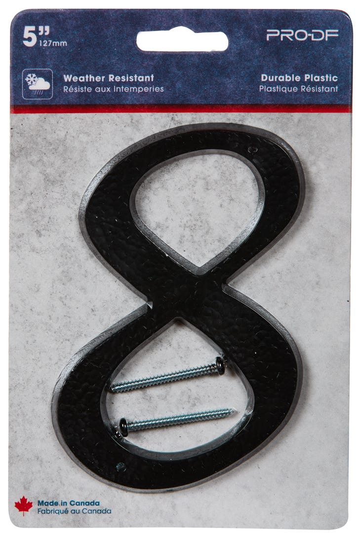 Plastic Number #8, 5 in, Black