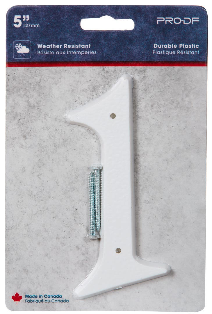 Plastic Number #1, 5 in, White