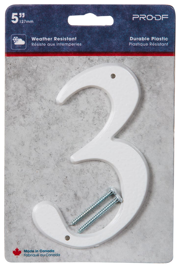 Plastic Number #3, 5 in, White
