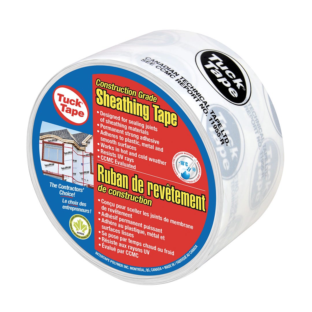 TUCK TAPE Construction Tape, 60 mm x 55m, White