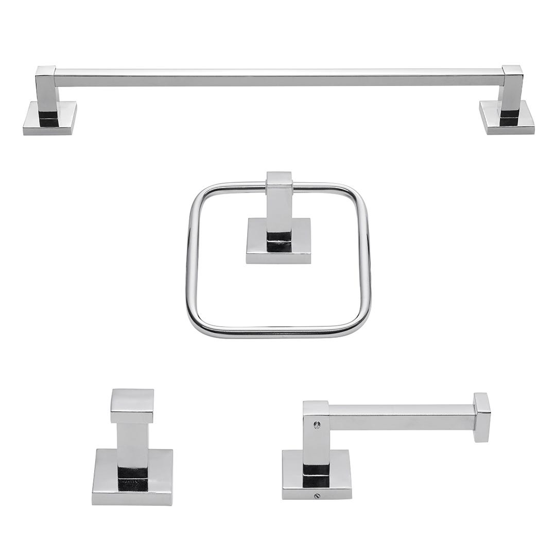 FINN Bathroom Accessories Set, Chrome, 4 Pieces