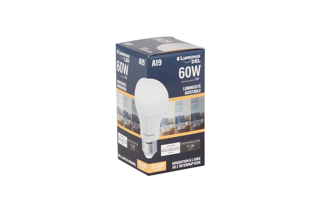 Light Bulb LED, A19, 3 Intensities, 3000k