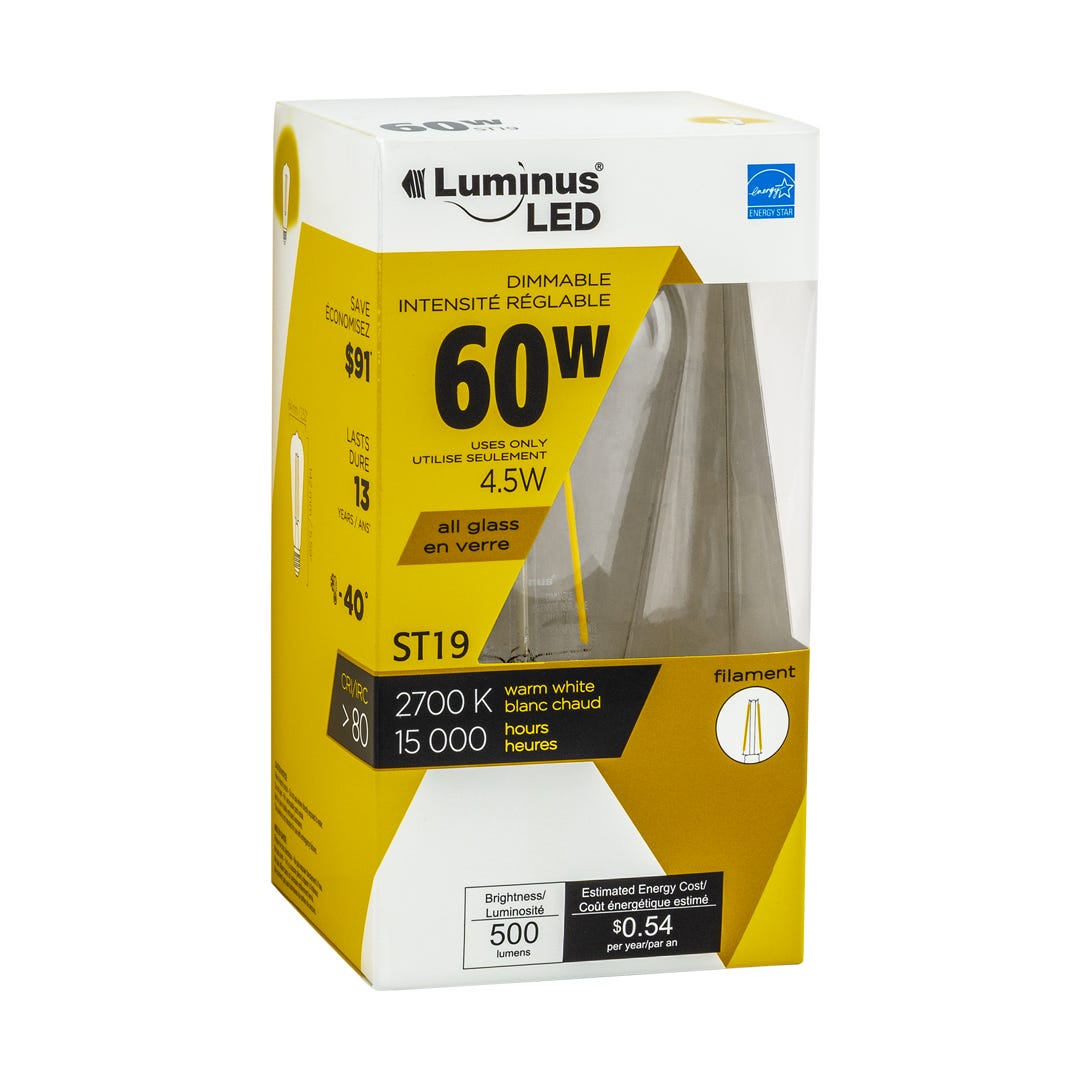Light Bulb LED, 4.5w, St19, Clear, 2700k, 1/Pack