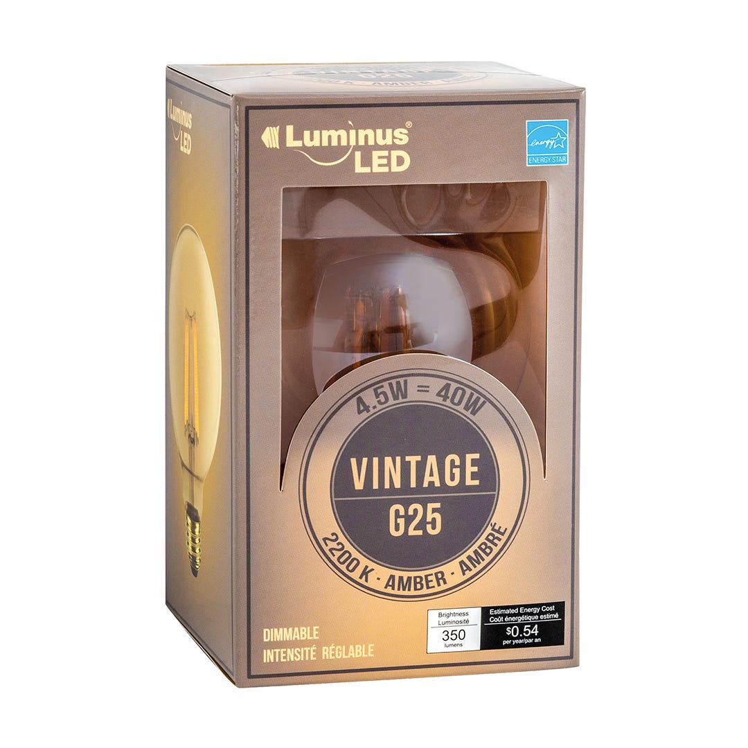 Light Bulb LED, 4.5w, G25, Vintage, 1/Pack