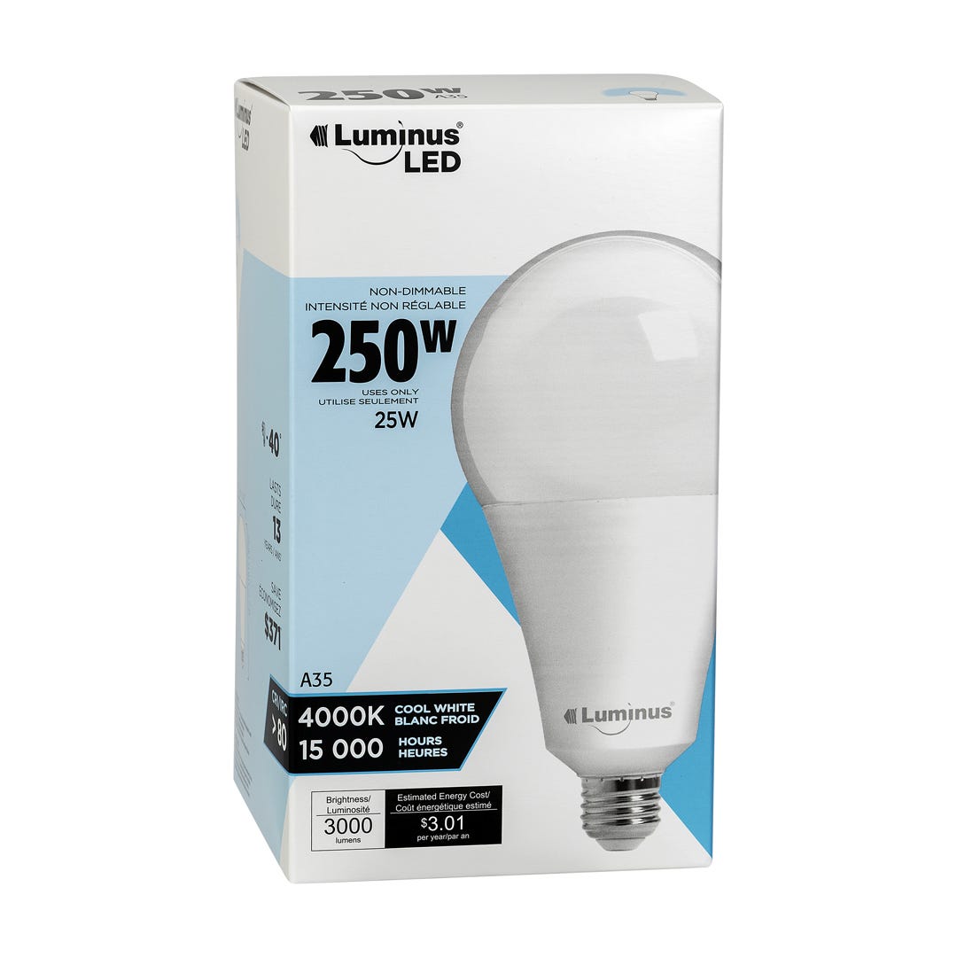 Light Bulb LED, 25w, A35, 4000k, 1/Pack
