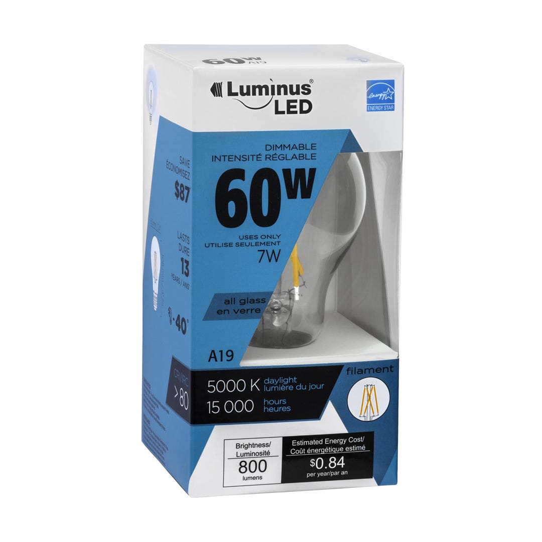 Light Bulb LED, 7.5w, A19, 5000k, 1/Pack