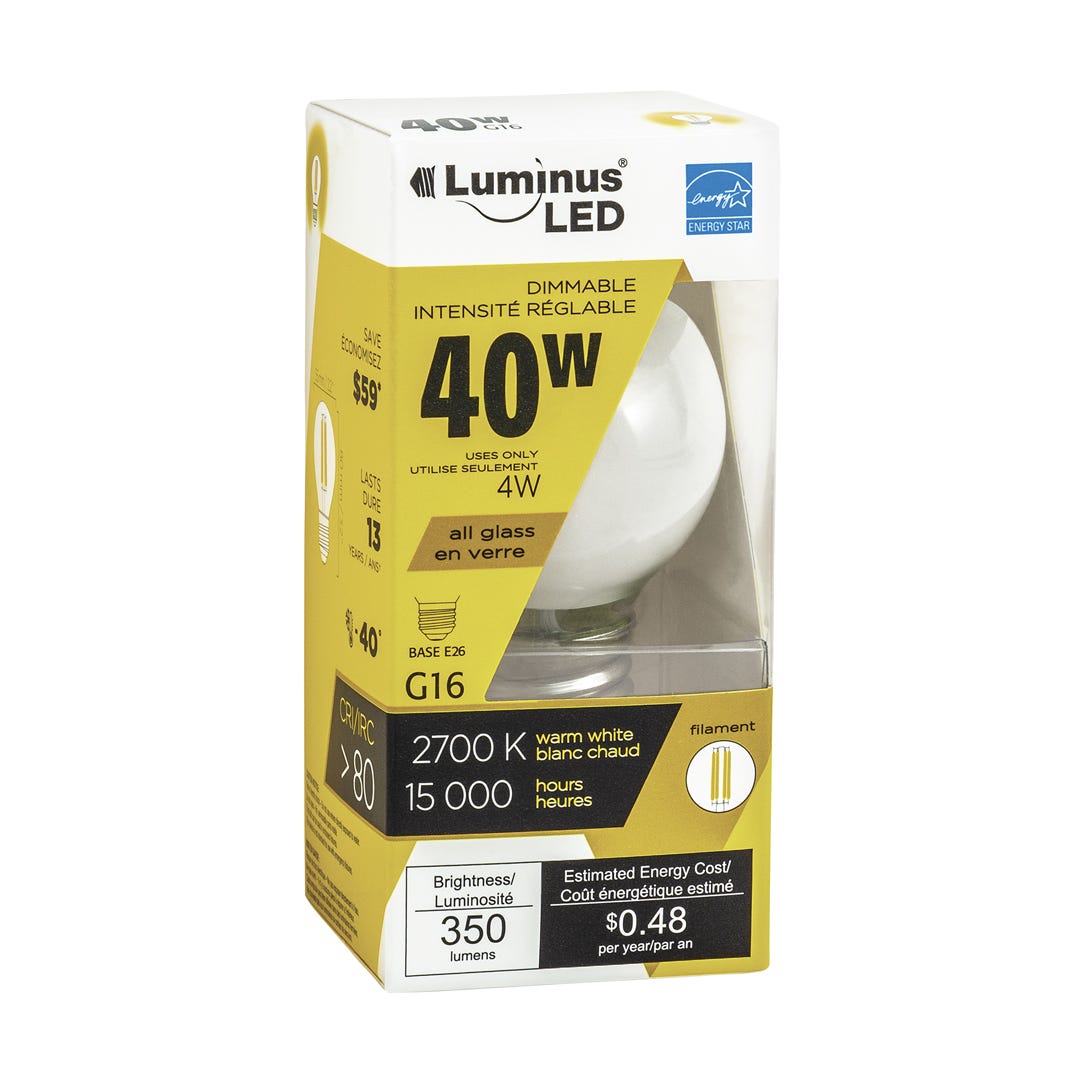 Light Bulb LED, 4w, G16, 2700k, 1/Pack