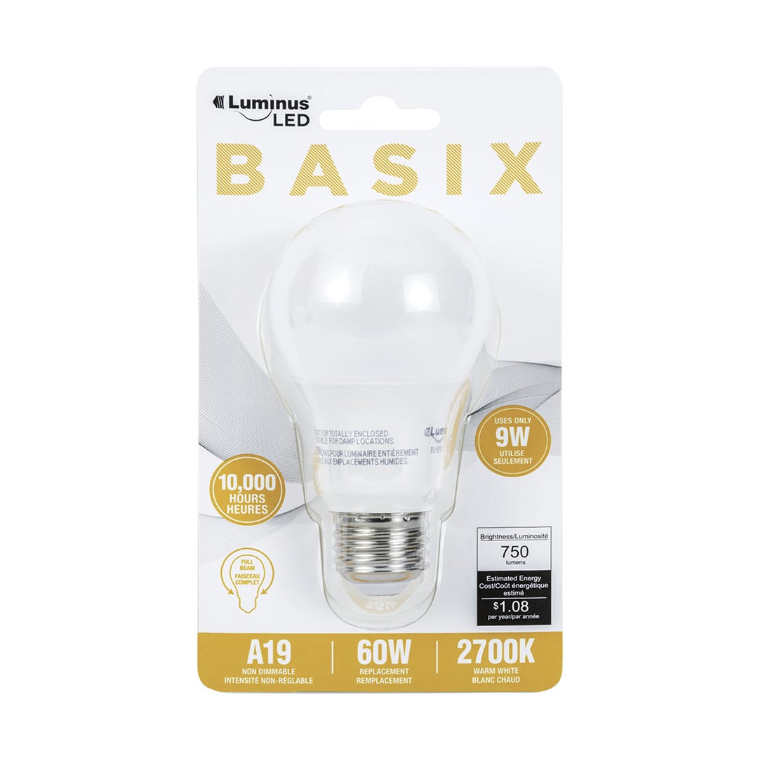 Light Bulb LED, 9w, A19, 2700k, 1/Pack