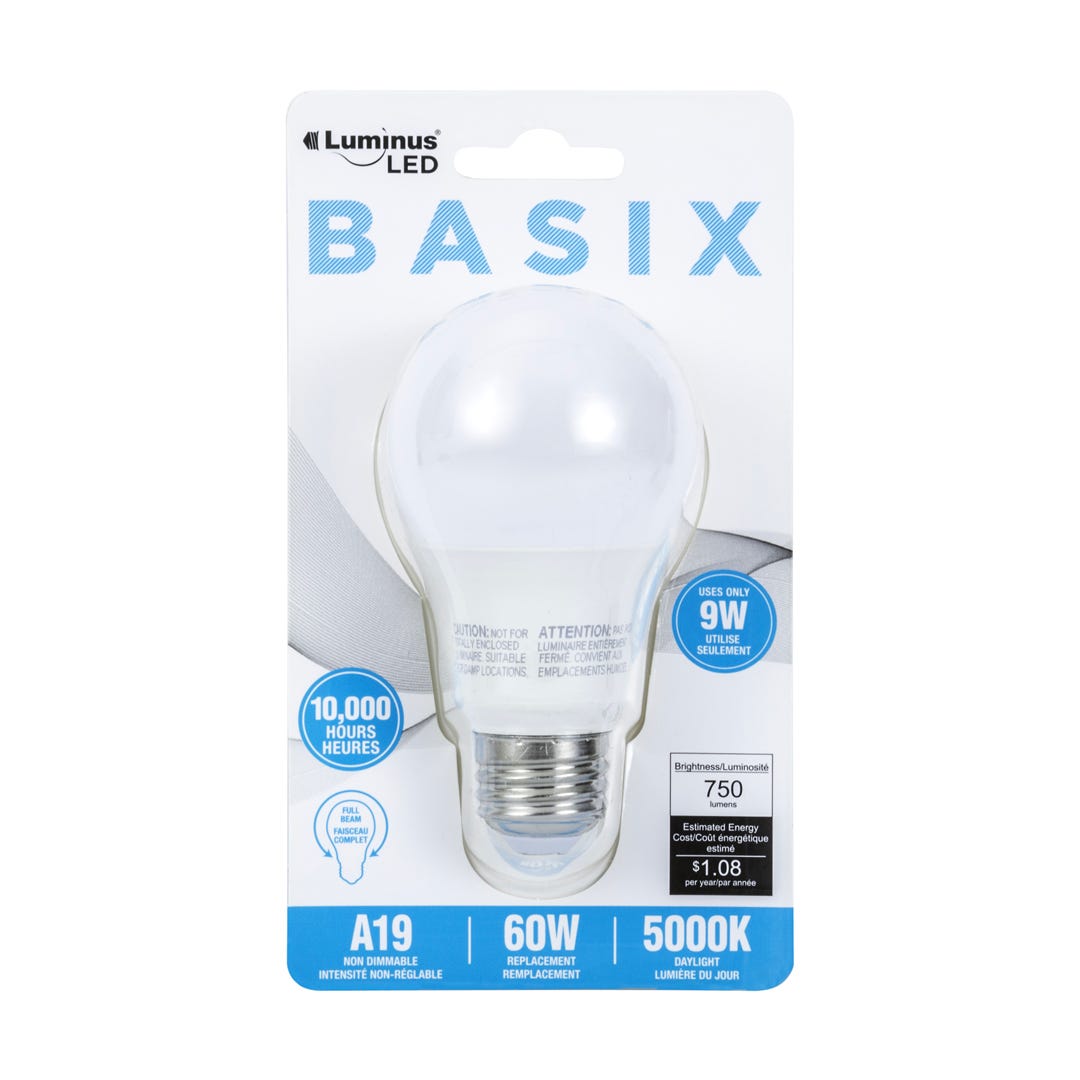Light Bulb LED, 9w, A19, 5000k, 1/Pack