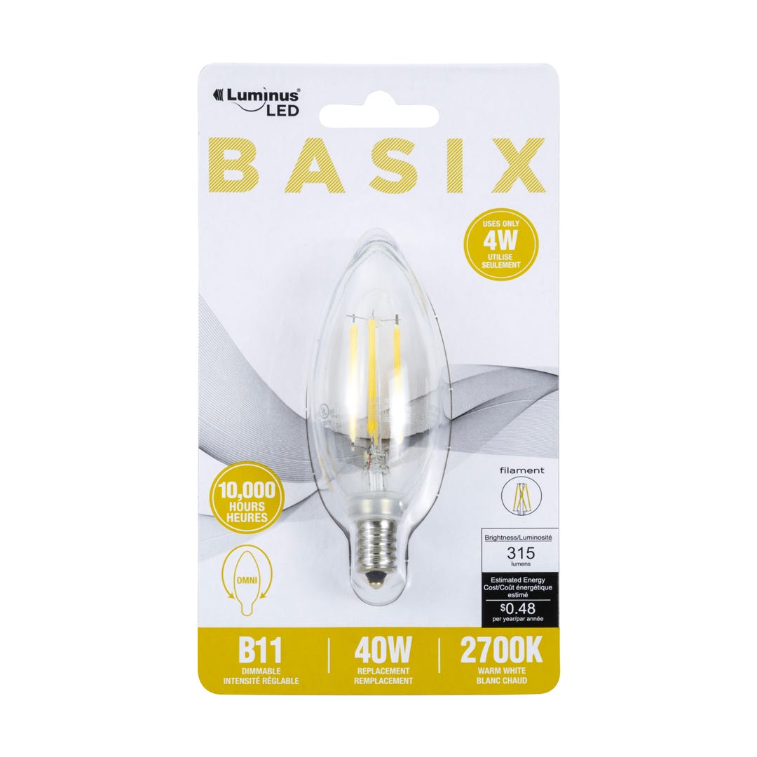 Light Bulb LED, 4.5w, B10/B11, E12, 2700k, 1/Pack