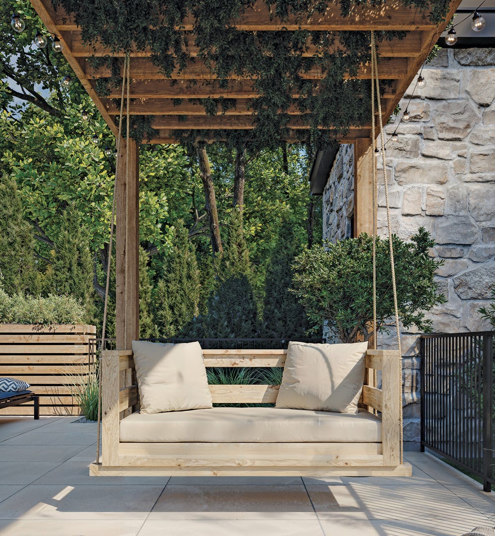 Classic Porch Swing, 22 in x 59 in x 30 in, Spruce