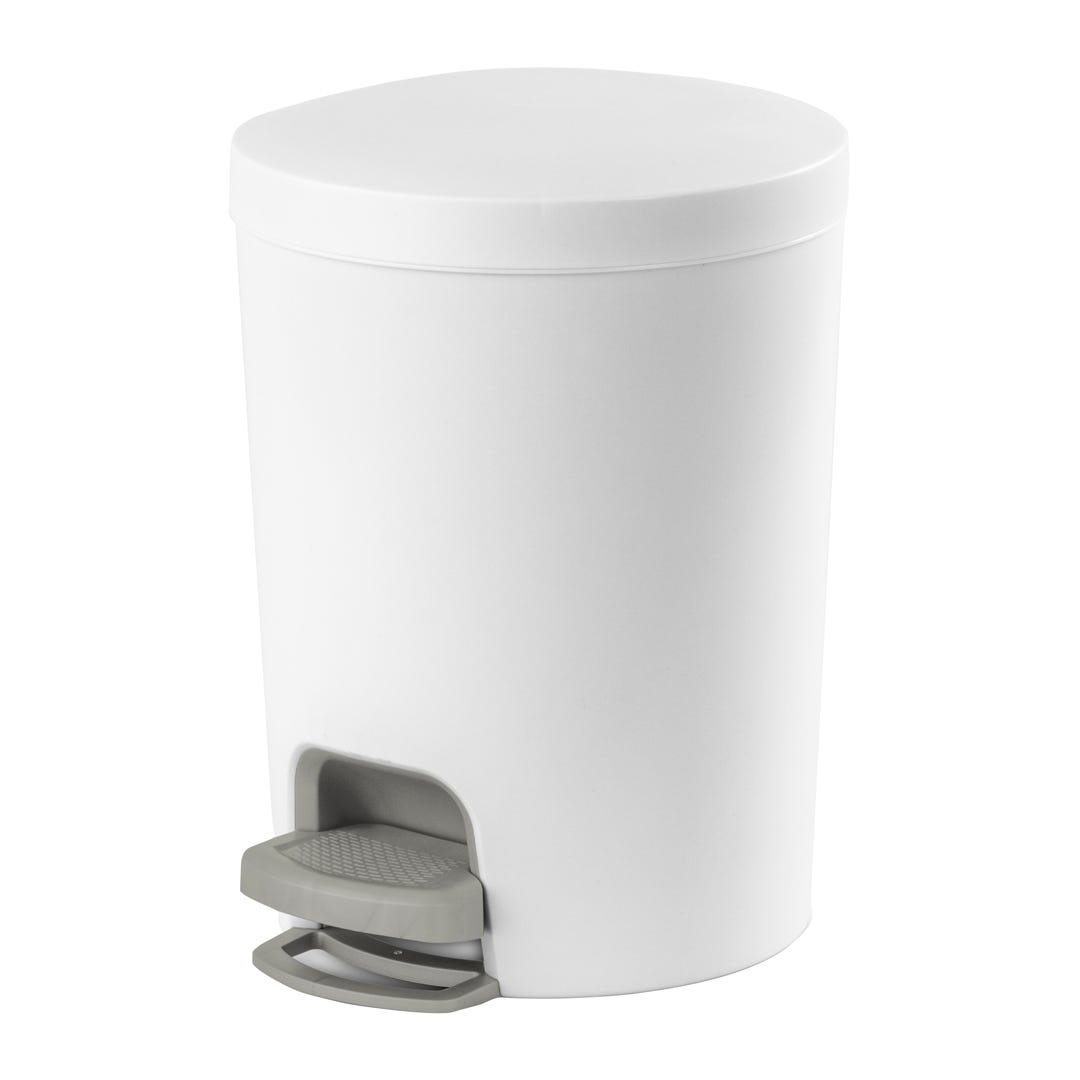 STERILITE Pedal Wastebasket, White, 6.1 L