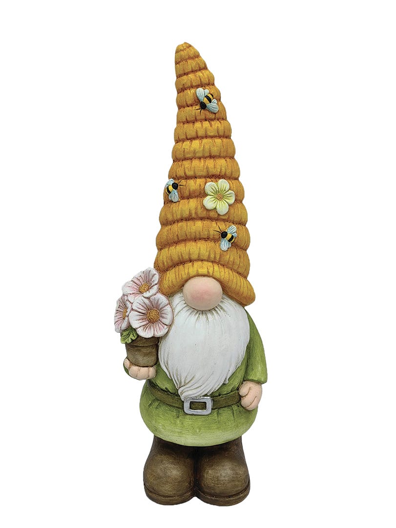 Gnome with Flower Hat, 25 in.