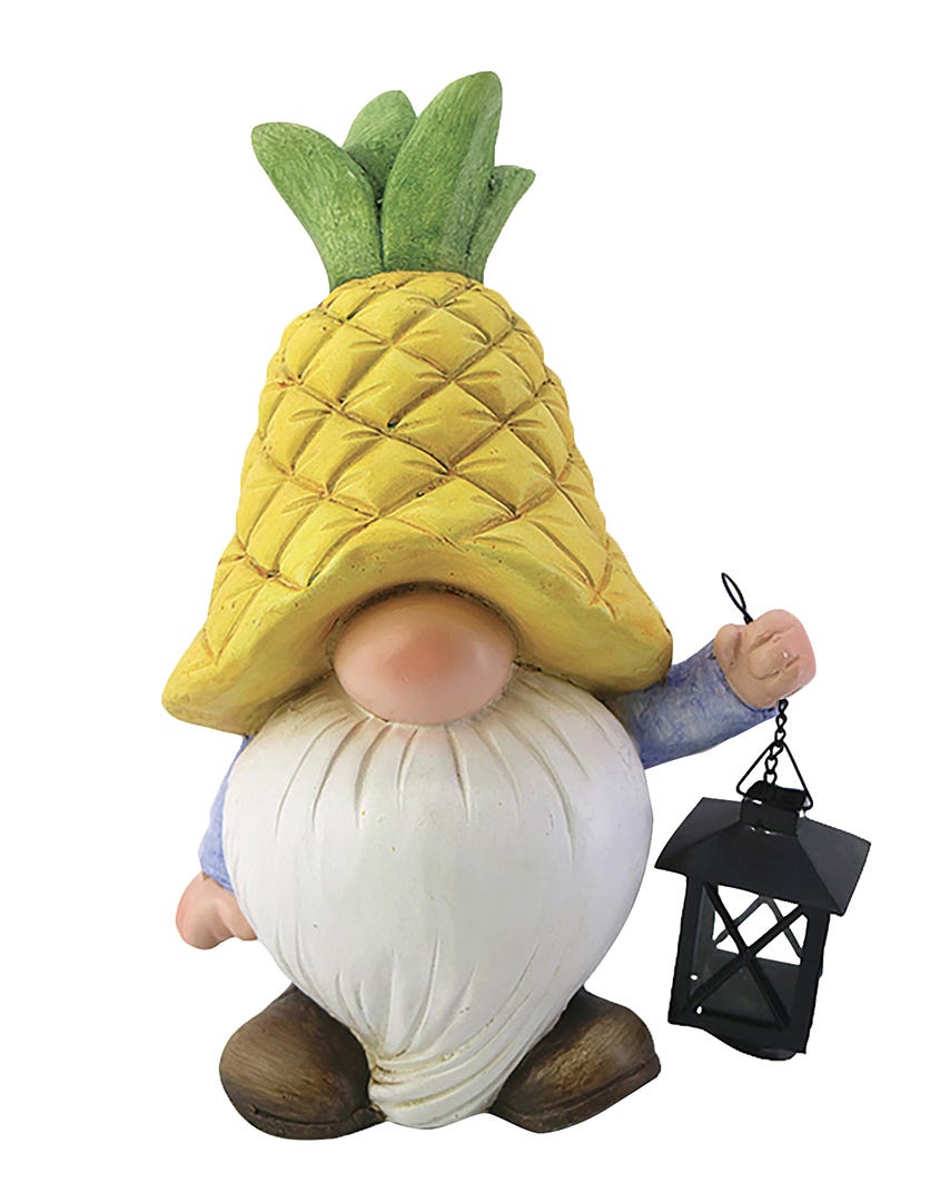 Gnome with pineapple, 15 in.