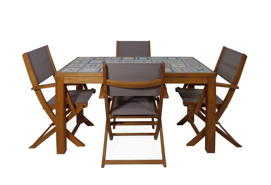 SIENA Dining Set, 5 pieces, Natural/Grey