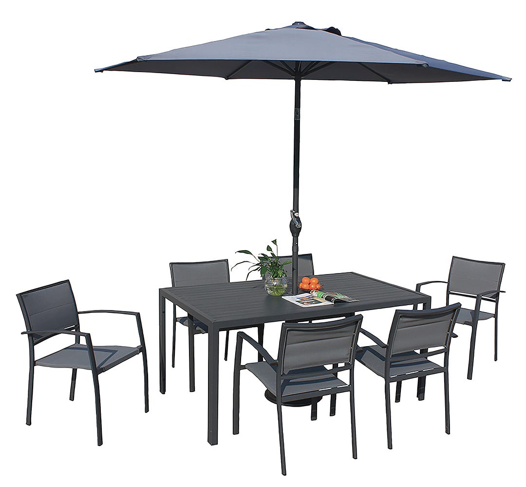PALAMA Dining Set, 8 Pieces, Gray