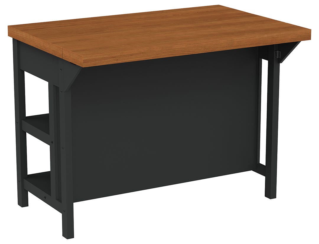 Kitchen Island with Drawer and Open Shelf, 48 in., Black