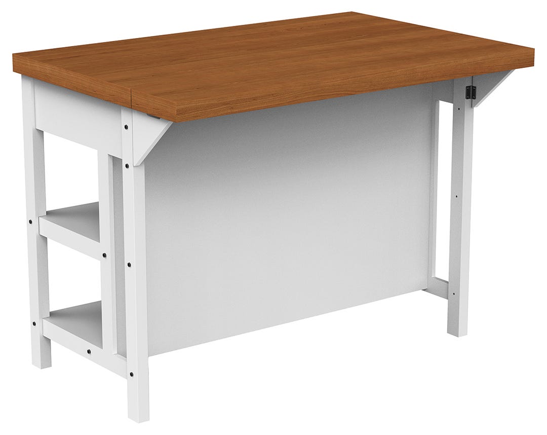 Kitchen Island with Drawer and Open Shelf, 48 in., White