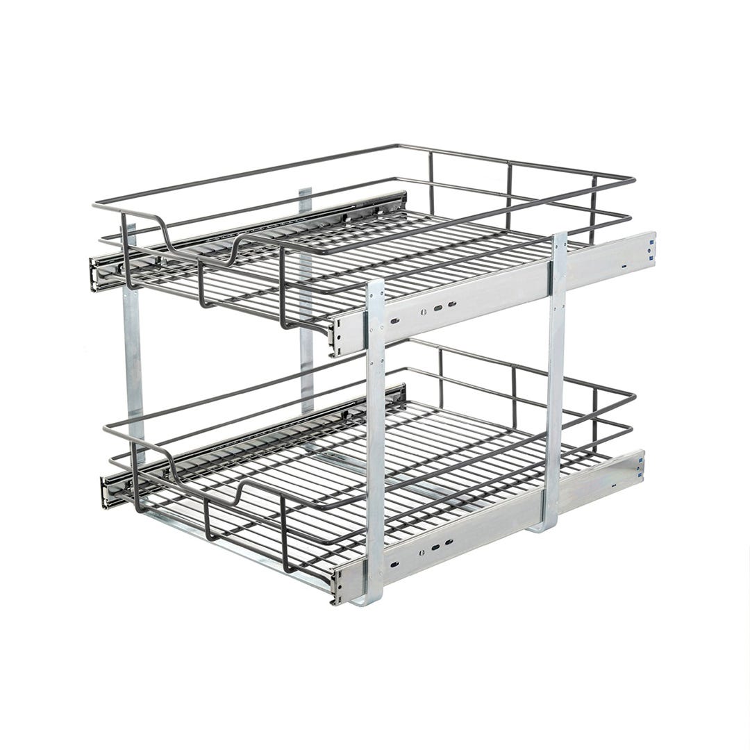 Soft-Closing Sliding Basket, 2 Levels, 17-1/4 in., Graphite