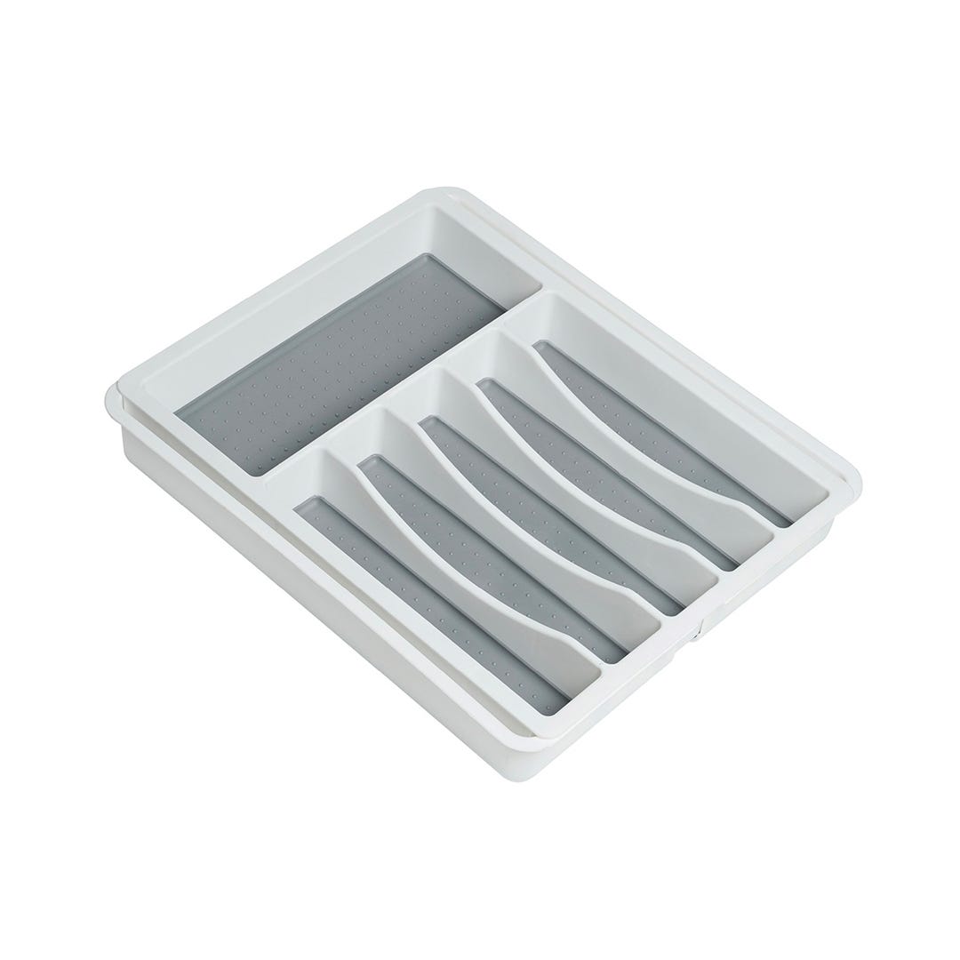 Adjustable Utensil Divider, 6-8 Compartments, 13 in. x 21-1/4 in., White/Gray