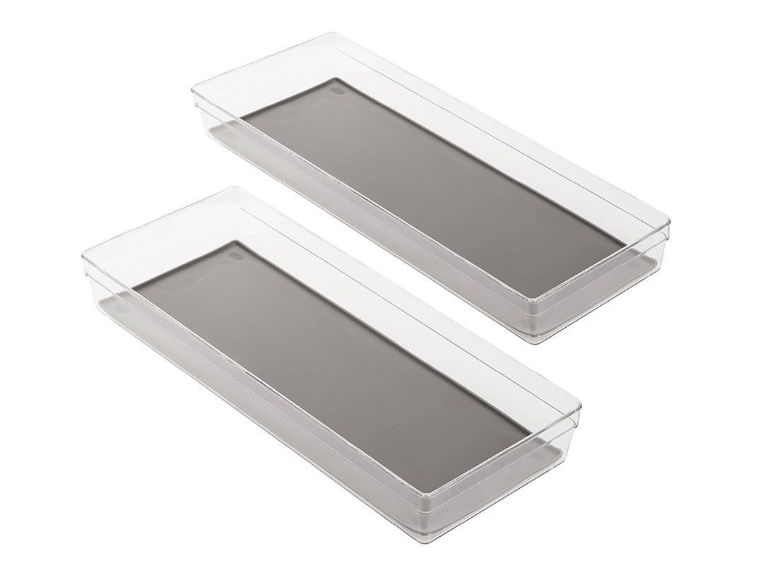 Non-Slip Drawer Organizer, 6-1/8 in. x 15-1/8 in., Transparent/Gray, 2/Pack