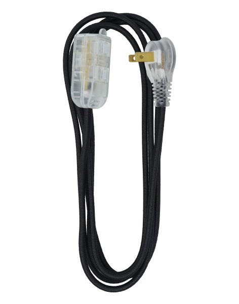 Indoor Electrical Extension, 16/2, 8 ft., Black