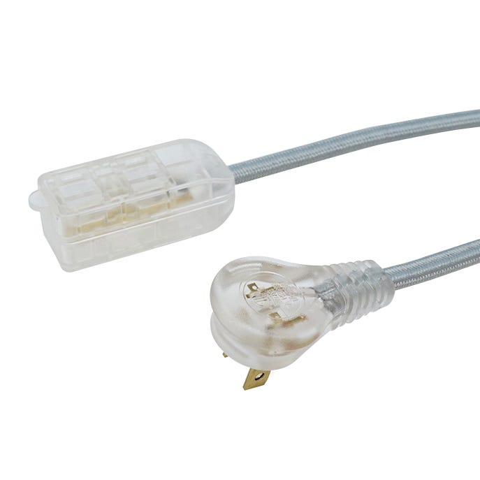 Indoor Electrical Extension, 16/2, 8 ft., Gray