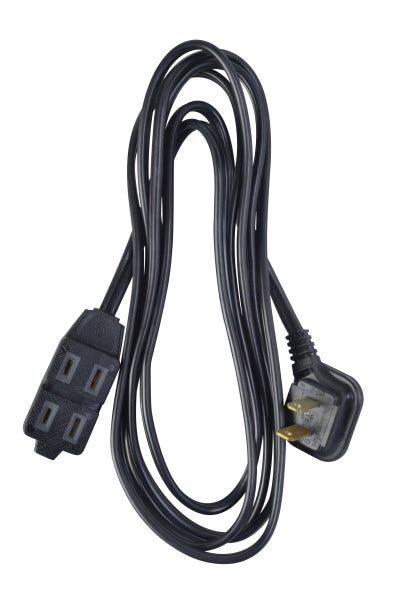Indoor Electrical Extension, 16/2, 7 ft., Black