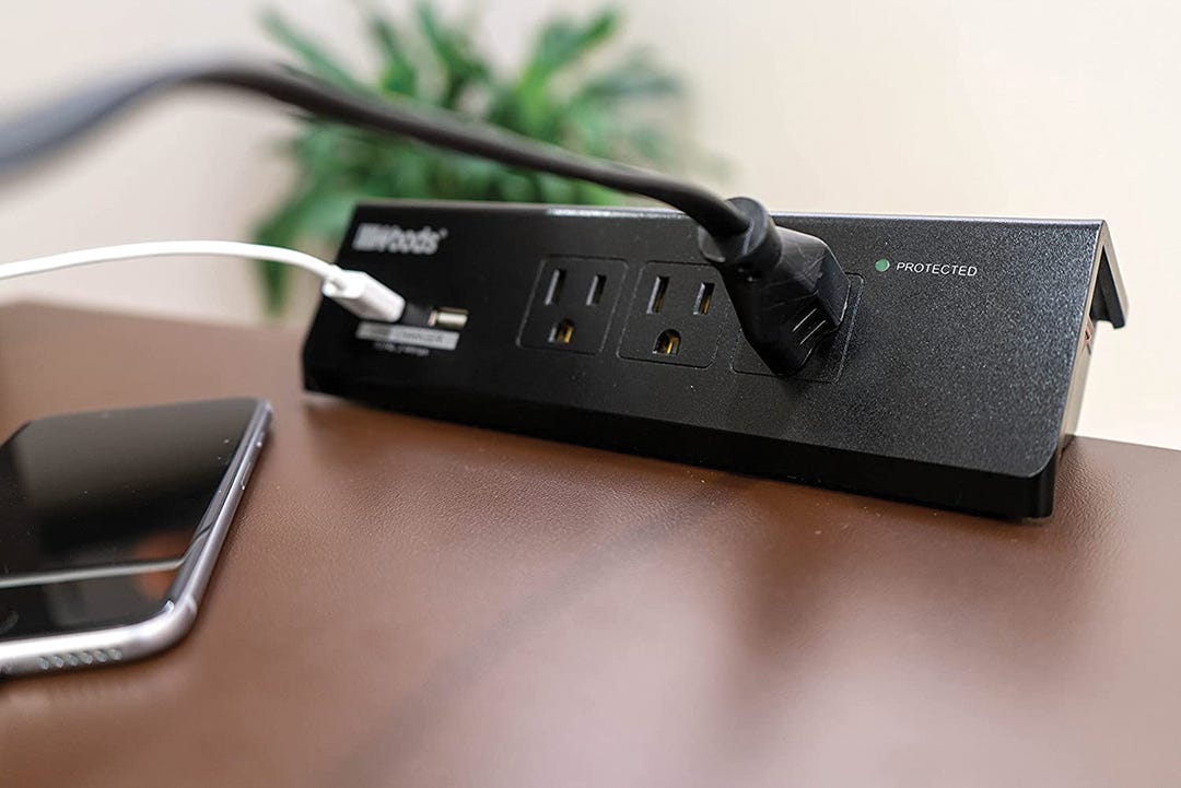 Desk Power Strip, 3 Outlets with USB, 6 ft. Cable