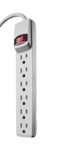 Multiprise Pack, 6 Outlets, 2.5 ft., 2/Pack